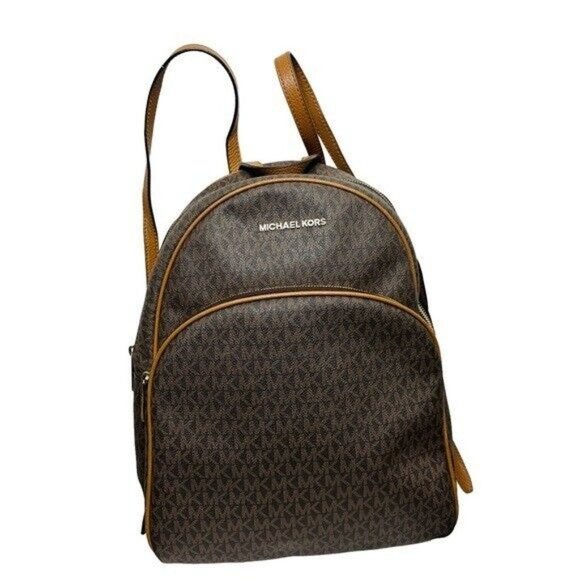 Michael Kors Abbey Medium Logo and Pebbled Leather Backpack Brown main image 6